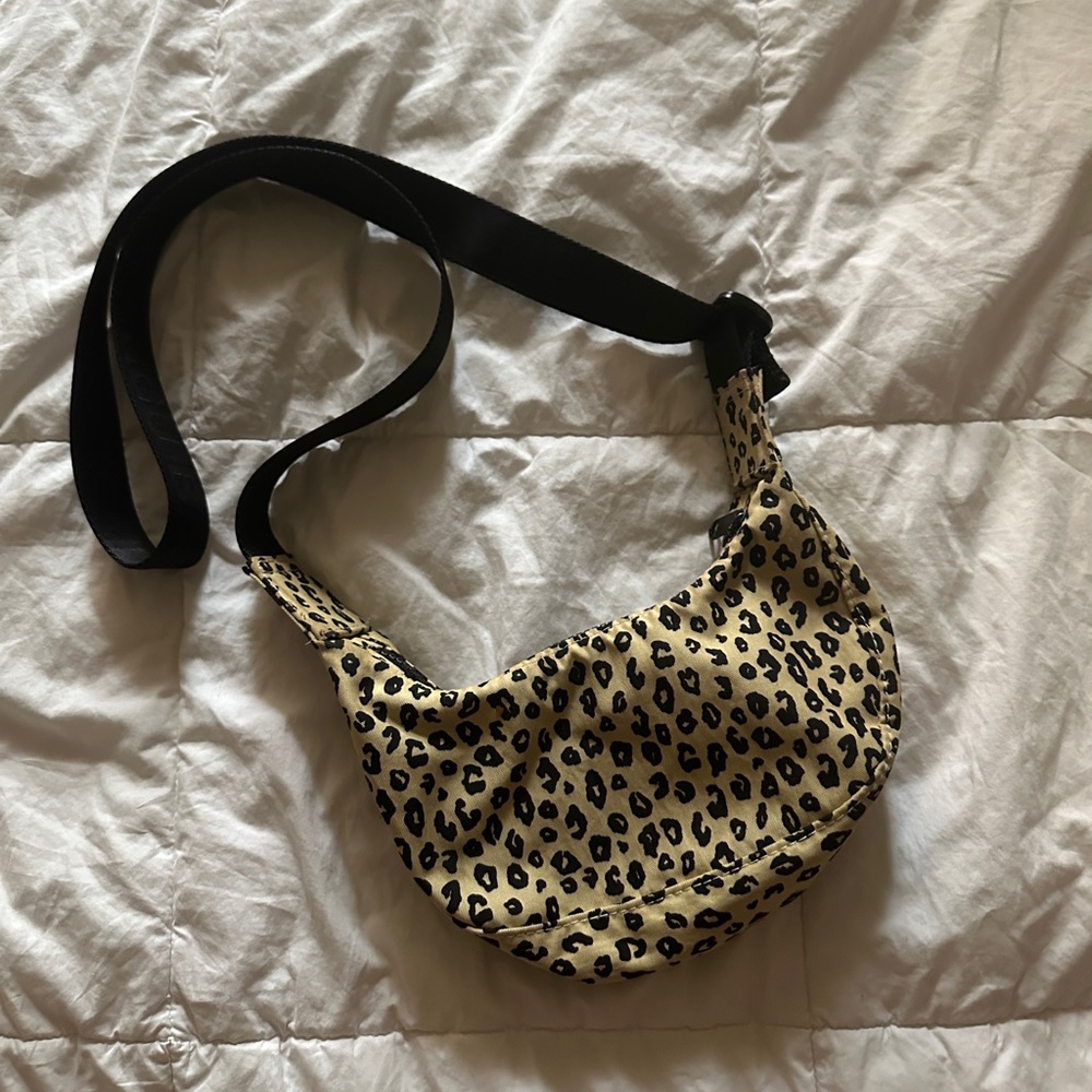 leopard print mini crescent bag